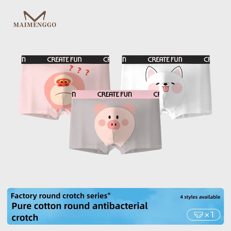 Mutandine da uomo Boxer Intimo di cotone per uomo Simpatici animali Cartoon Mutande Boxer traspiranti e traspiranti
