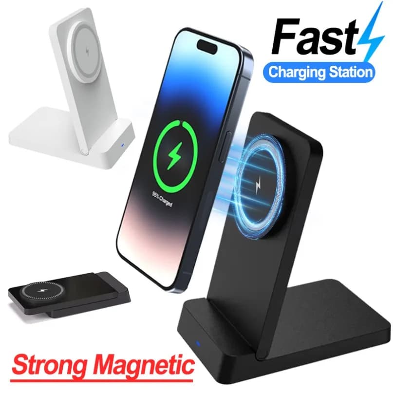 Supporto per telefono pieghevole per stazione di ricarica wireless magnetica ultra semplice da tavolo per iPhone 16 15 14 13 12 Pro Max ricarica rapida