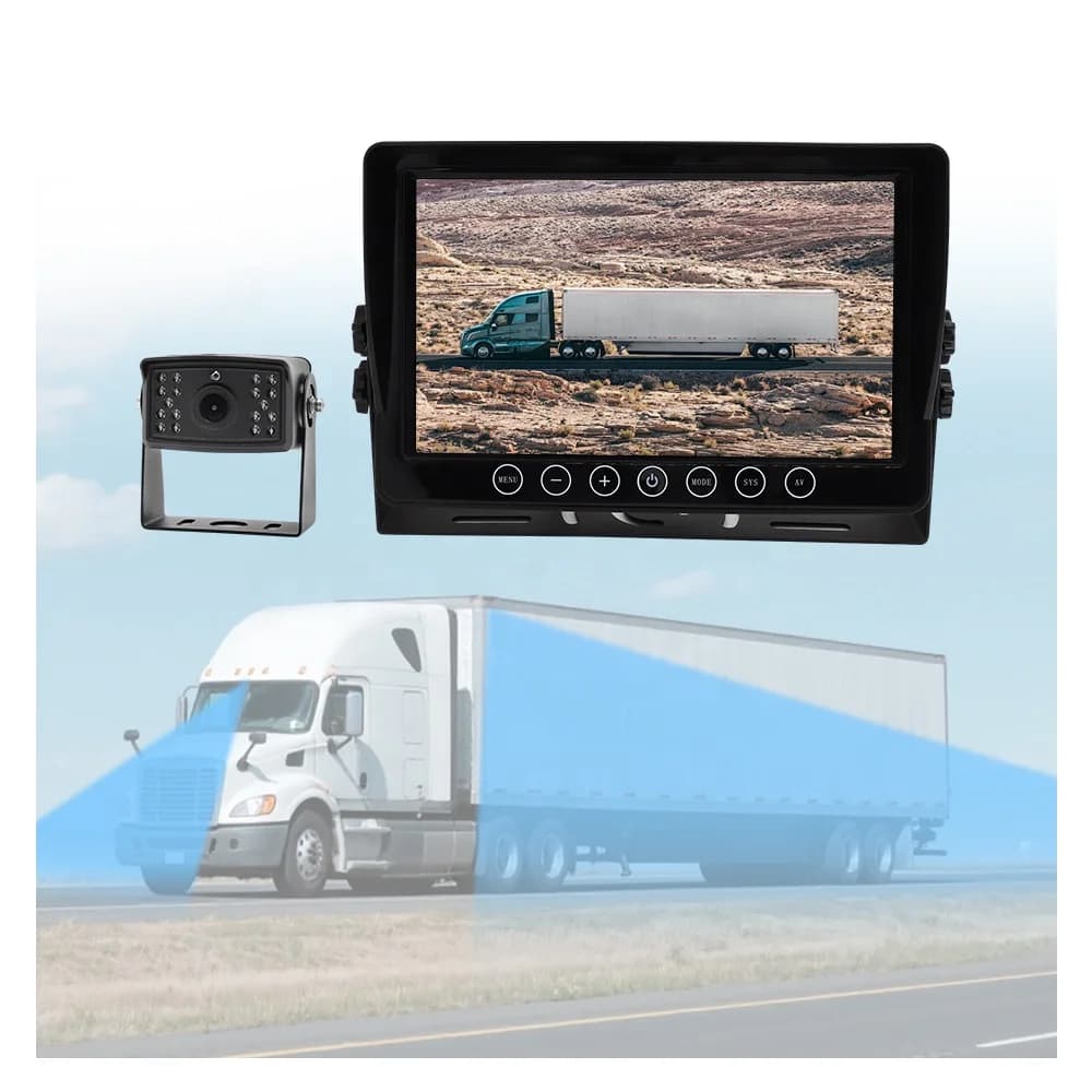 Sistema di telecamere wireless solari da 9 pollici con visione a 360° per auto e camion, monitor per retromarcia e assistenza bambini