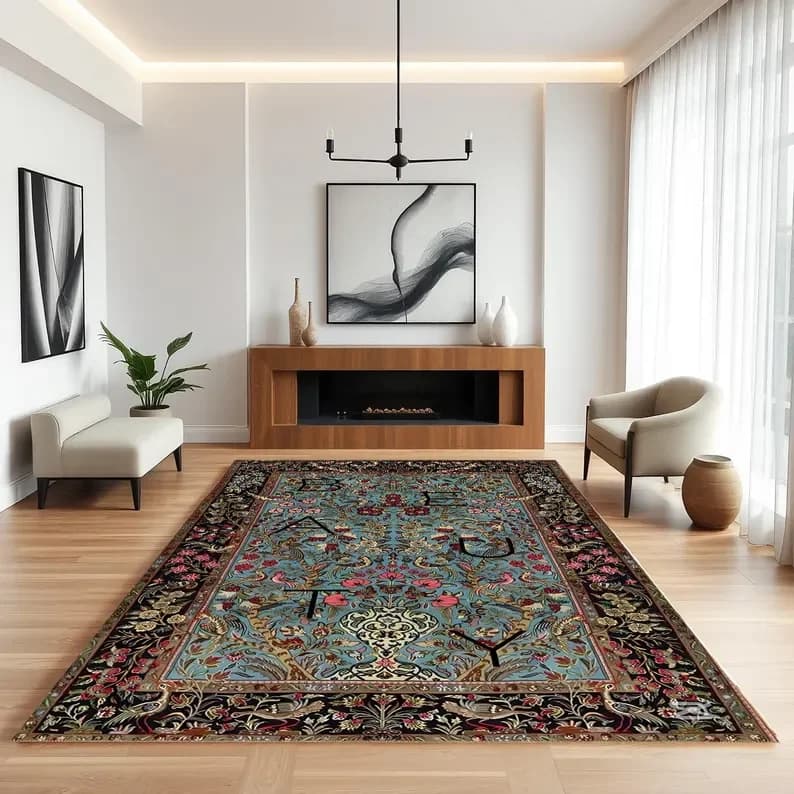 Tappeto in Stile Turco Stampato in 3D, Design Boho, Tappeto Tradizionale Orientale Colorato, Design Classico Arabo