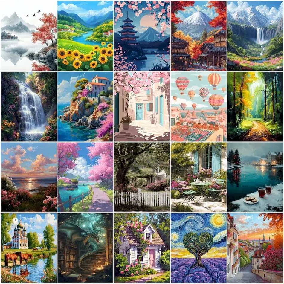 GATYZTORY Paint By Number Adult Kit Art Supplies Landscape Watercolor Acrylic Drawing By Numbers Picture Paint Kit Diy Set Gifts