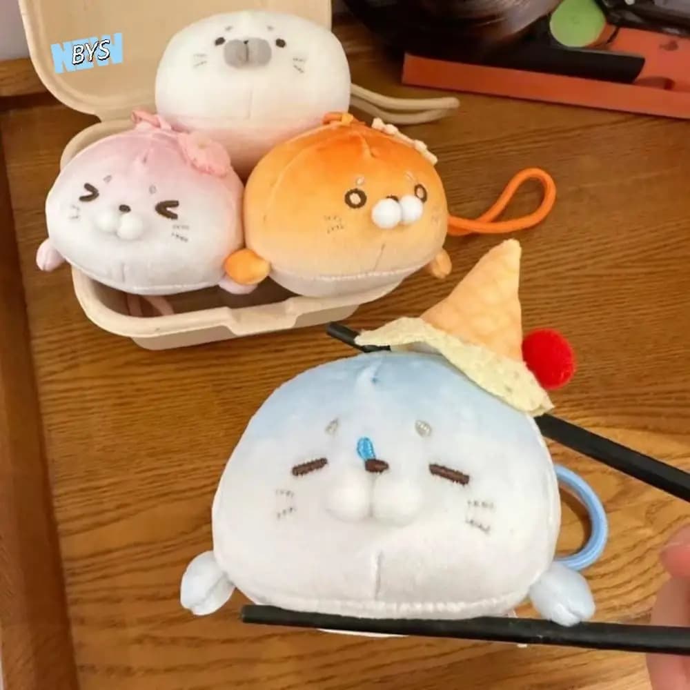 Portachiavi con sigillo di gelato morbido Simpatico ciondolo con cane marino Sakura Peluche con bambola di pezza Portachiavi con sigillo di pane tostato Decorazione da appendere