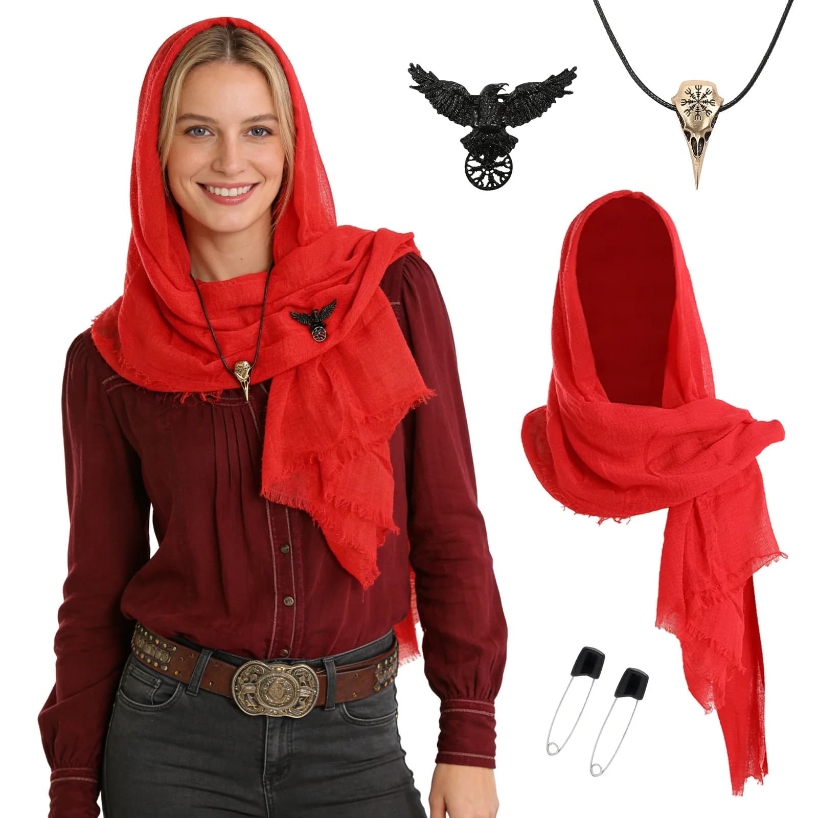 Cosplay Men's Women's Medieval Pirate Retro Hood Scarf Wrap Cloak Renaissance Halloween Masquerade Costume Shoulder Cowl