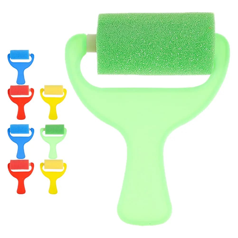 8Pcs Children Foam Sponge Brush Set Colorful Paint Rollers for Kids Creative Drawing Craft Supplies Small Paint Brush