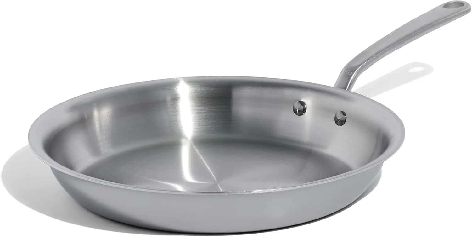 Padella in Acciaio Inossidabile da 12 Pollici, 5 Strati, Compatibile con Induzione, Made in Italy
