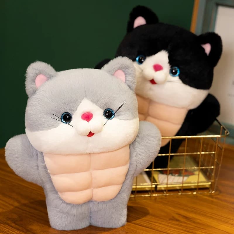 30 CM Del Fumetto Anime Fitness Muscolo Gatto Bambole Kawaii Muscolo Addominale Gatti Peluche Ripiene Bambole Fatte A Mano Per Bambini Regali Carini