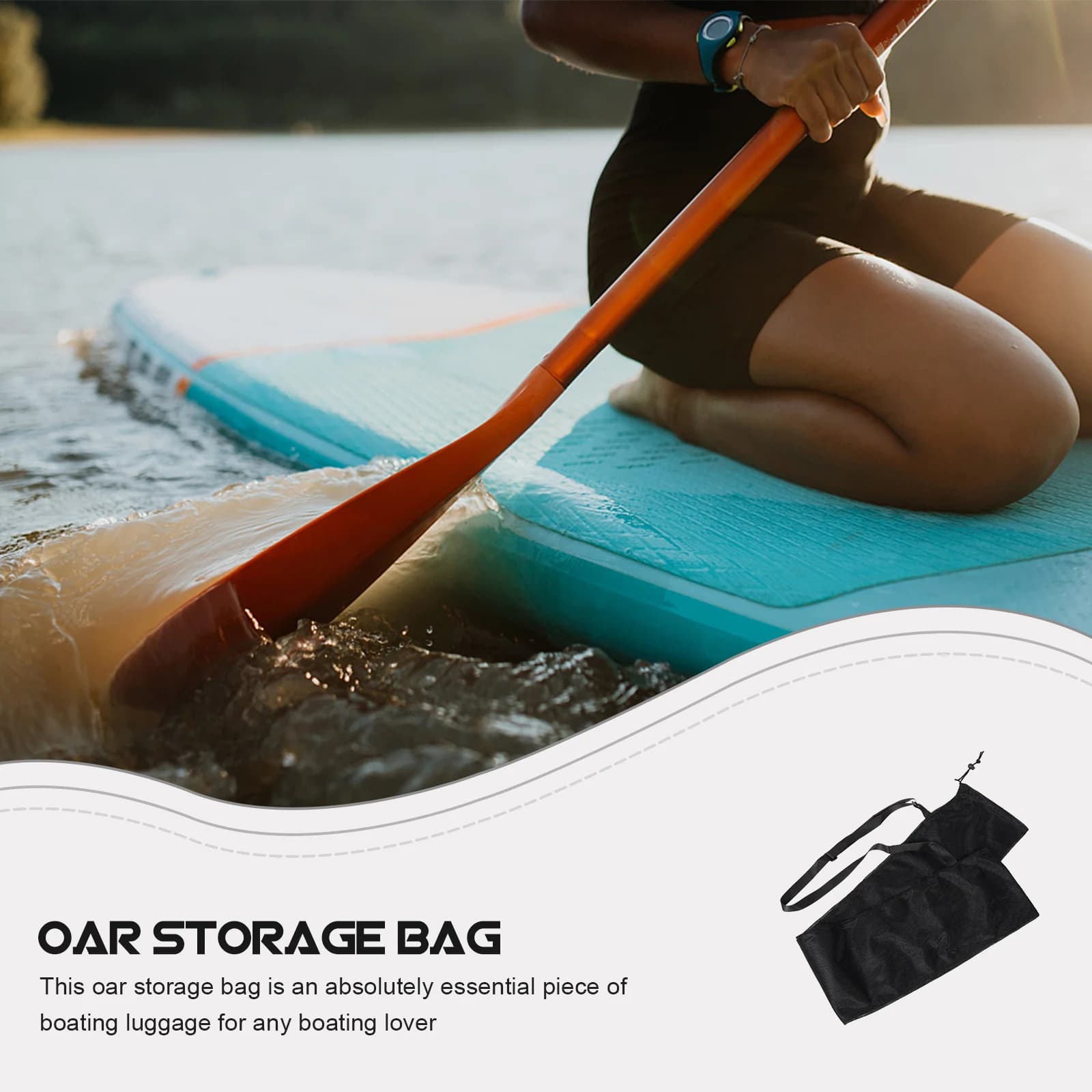 Borsa per riporre gli remi in poliestere riutilizzabile, design leggero con maniglia ergonomica, protezione antigraffio per pagaie da kayak e canoa