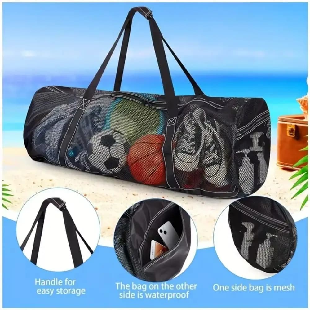 Large Capacity Mesh Diving Bag Storage Case Duffel Bag Swimming Gym Bag Foldable Dry Bag Surfing Snorkeling Bag Travel Beach
