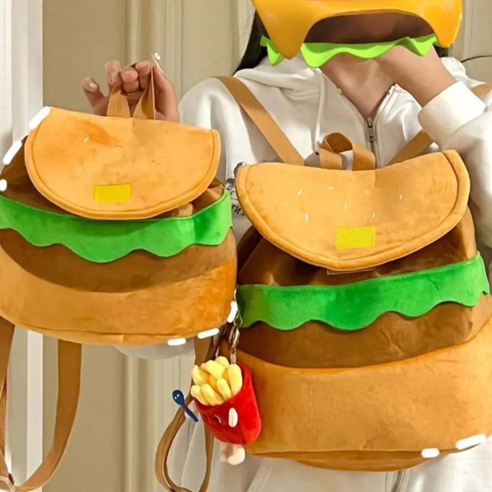 Borse portaoggetti Borse a tracolla per ragazze Borsa da scuola per asilo di grande capacità Zaino per hamburger Borsa per hamburger per cartoni animati