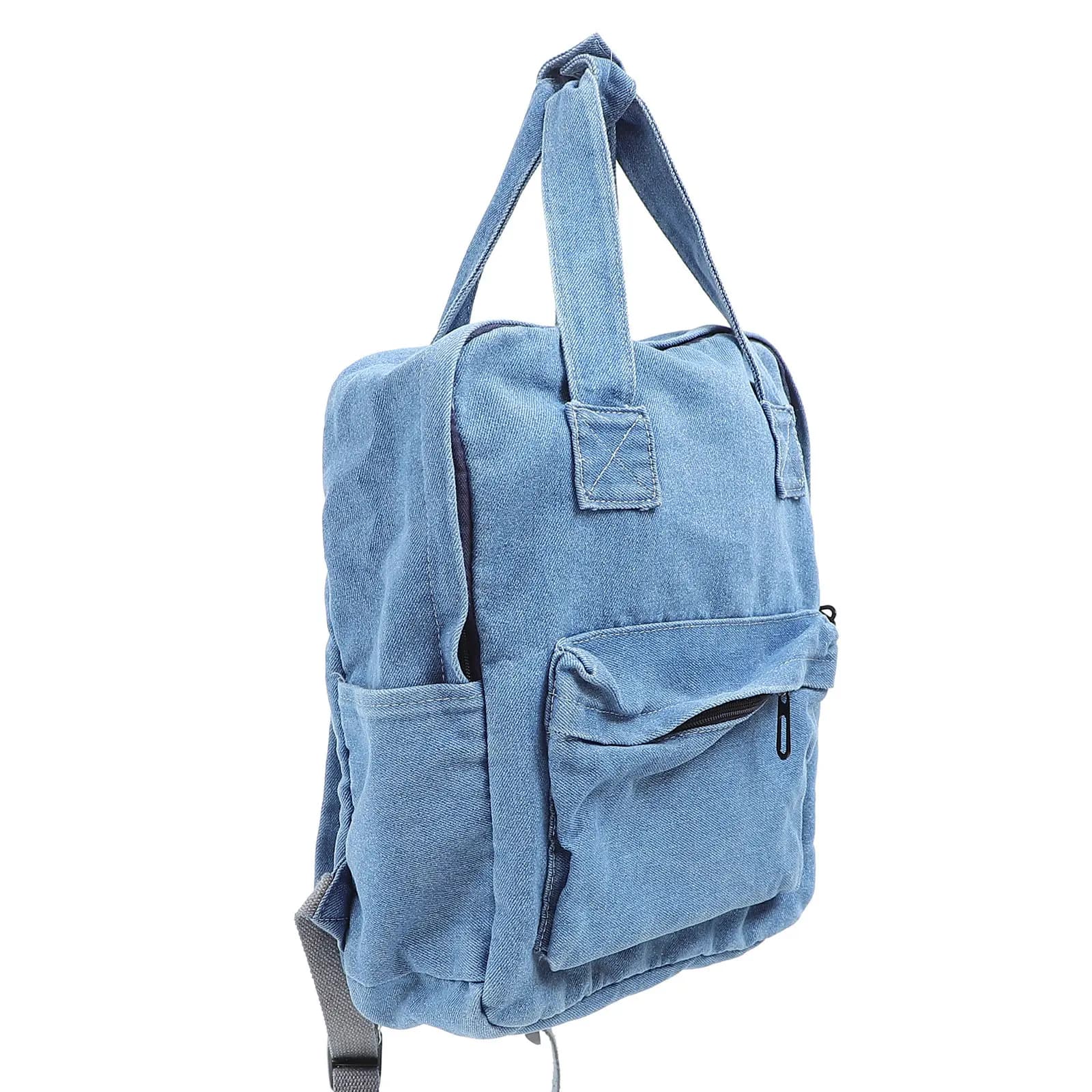 Zaino in Denim Blu Elegante, Grande Capacità, Multifunzionale, per Ragazzi e Ragazze, Uso Casual e da Viaggio