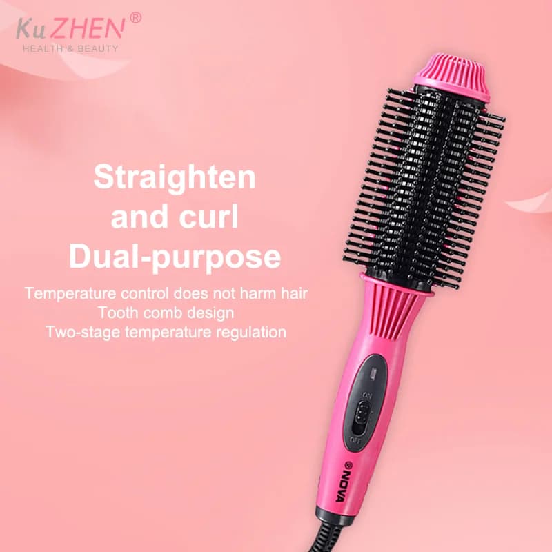 1PC multifunctional curling iron with ceramic heating, electric round brush to iron hair, professional tool for styling.