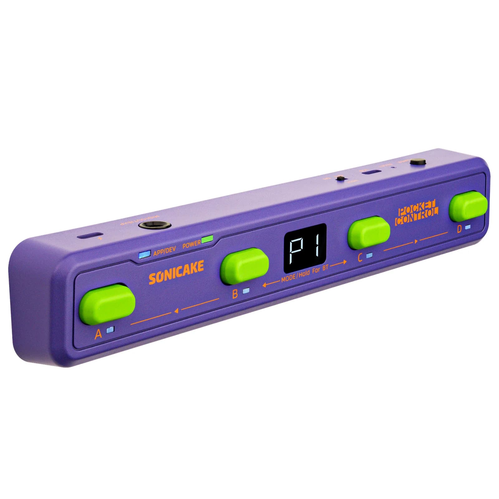 SONICAKE Pocket Control Controller MIDI Wireless Portatile con 4 Footswitch Programmabili, USB Host, Batteria Ricaricabile Integrata