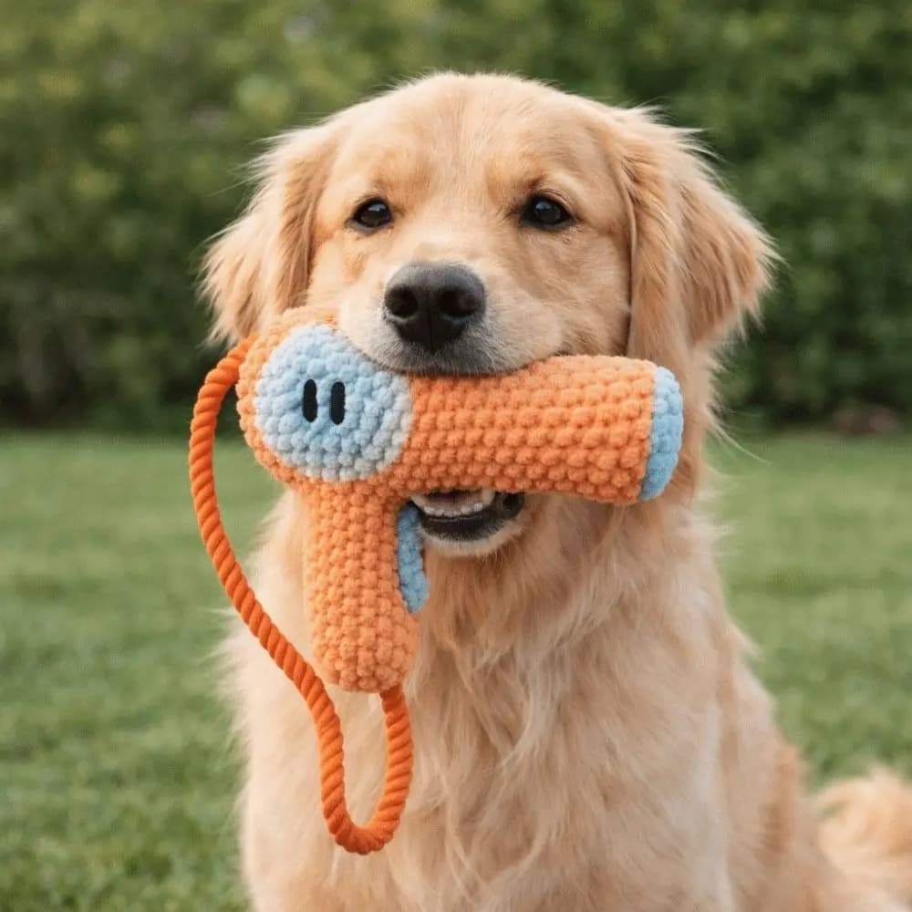 Chewing Toy for Loose Resistant Dogs, Durable Sound Toy for Chewing, Dog Plush Toy, Hairdryer Shape Toy for Chewing, Dog Toy