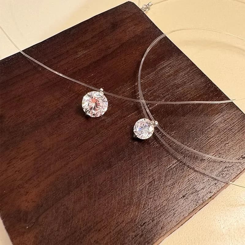 Transparent Fishline Women's Chokers Crystal Ball Pendants Shiny Luxury Wedding Neck Jewelry Fashion Neck Accessories Collar