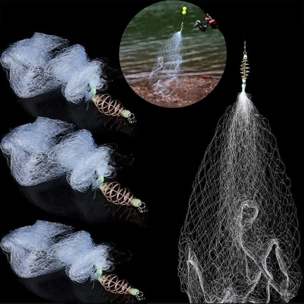 3 pezzi rete da pesca trappola maglia perline luminose rete pesce di mare rete attrezzatura design shoalo elenco branchie alimentatore trappola da pesca accessorio da pesca