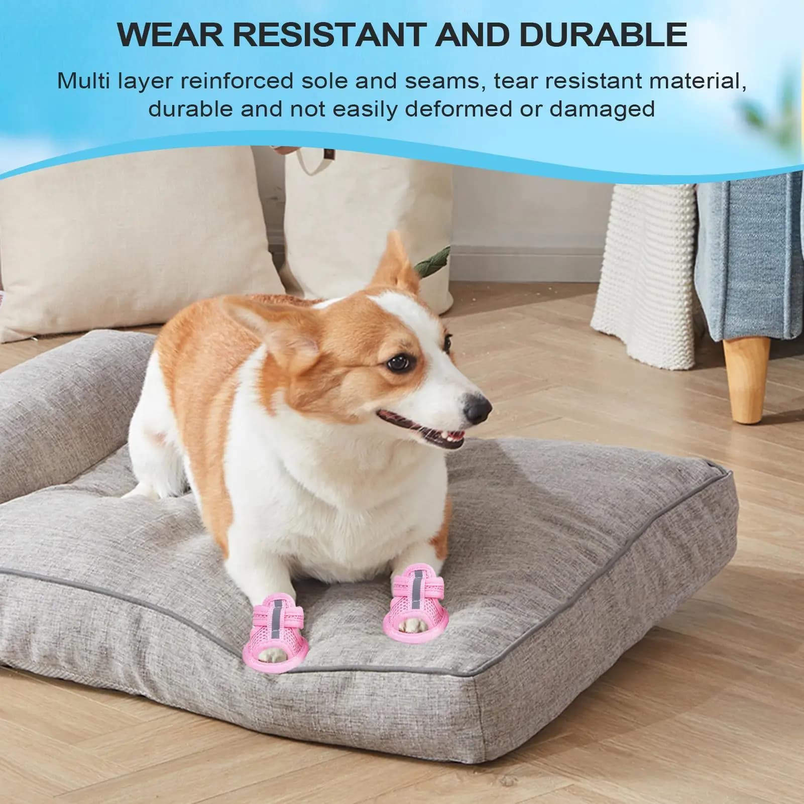 Scarpe per cani 4 pezzi Scarpe per cani riflettenti Fornitura per animali domestici Stivali per cuccioli per esterni quotidiani Parco Giardino Strada Pavimentazione Pavimento Escursionismo Viaggi