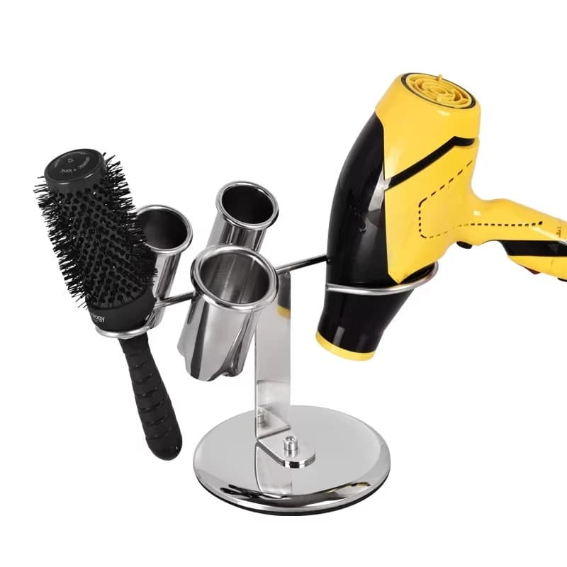 Supporto per Asciugacapelli Argento Migliorato con Spazio per 4 Accessori e Porta Piastra per Capelli