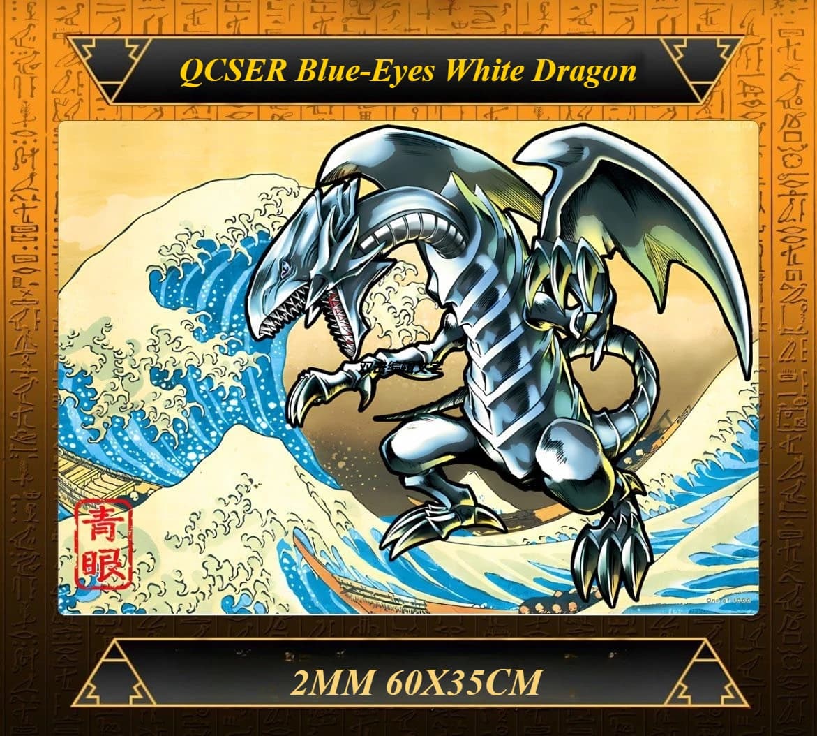 Yugioh QCSER Ukiyo-e Blue-Eyes White Dragon Yu-Gi-Oh! TCG OCG Trading Card Games Mat Duel Plate Rubber Card Mat Mouse Pad