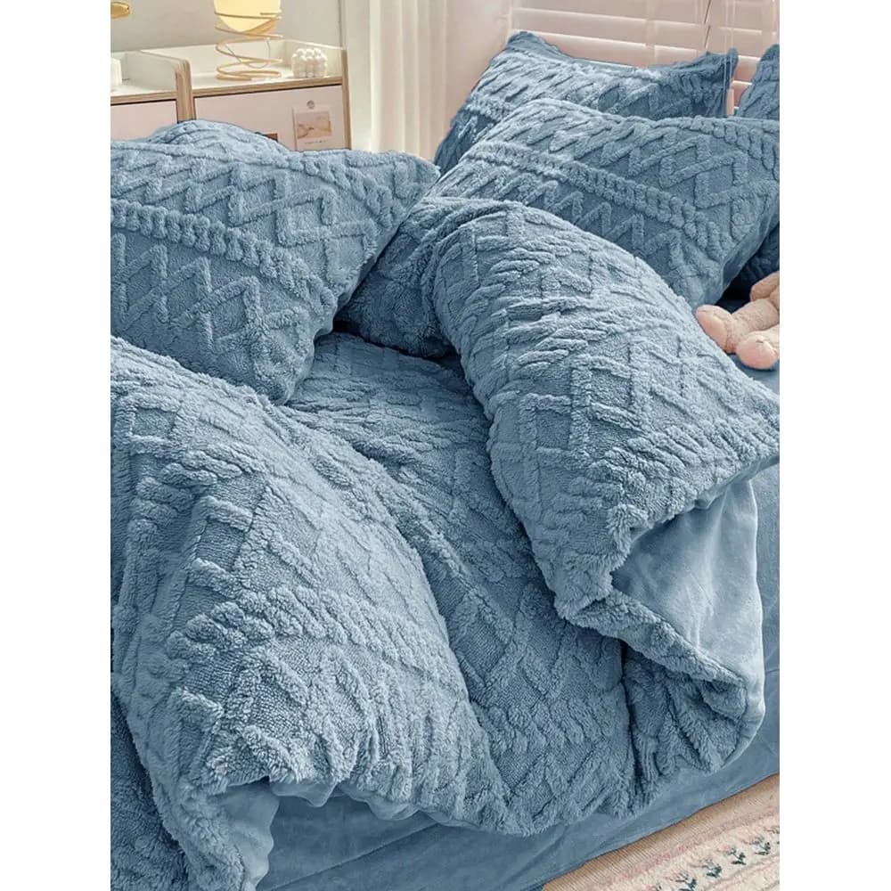 Set Copripiumino in Velluto Grigio Nebbia, Morbido e Confortevole, 1 Copripiumino e 2 Federe, Adatto per Camera da Letto, Stanza degli Ospiti