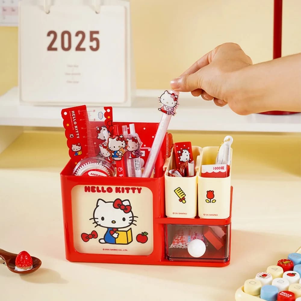 Genuino Sanrio Hello Kitty Cartoon Box Kt Cat Multi-Funtional Stackable Desktop Chancellery Get Gift Boxes For Girlfriend