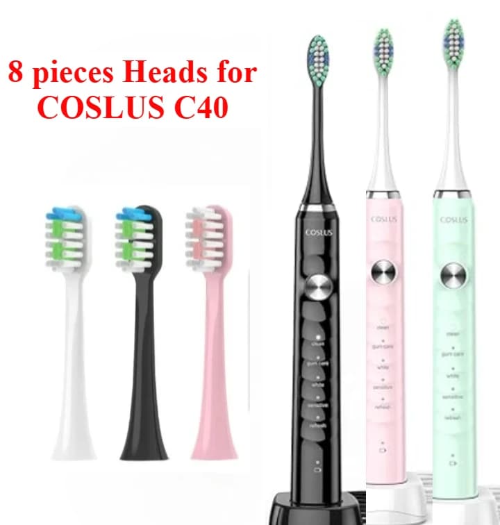 8 pezzi di testine di ricambio per spazzolino elettrico COSLUS C40 (DY-108Pro), testine per COSLUS C40 per adulti