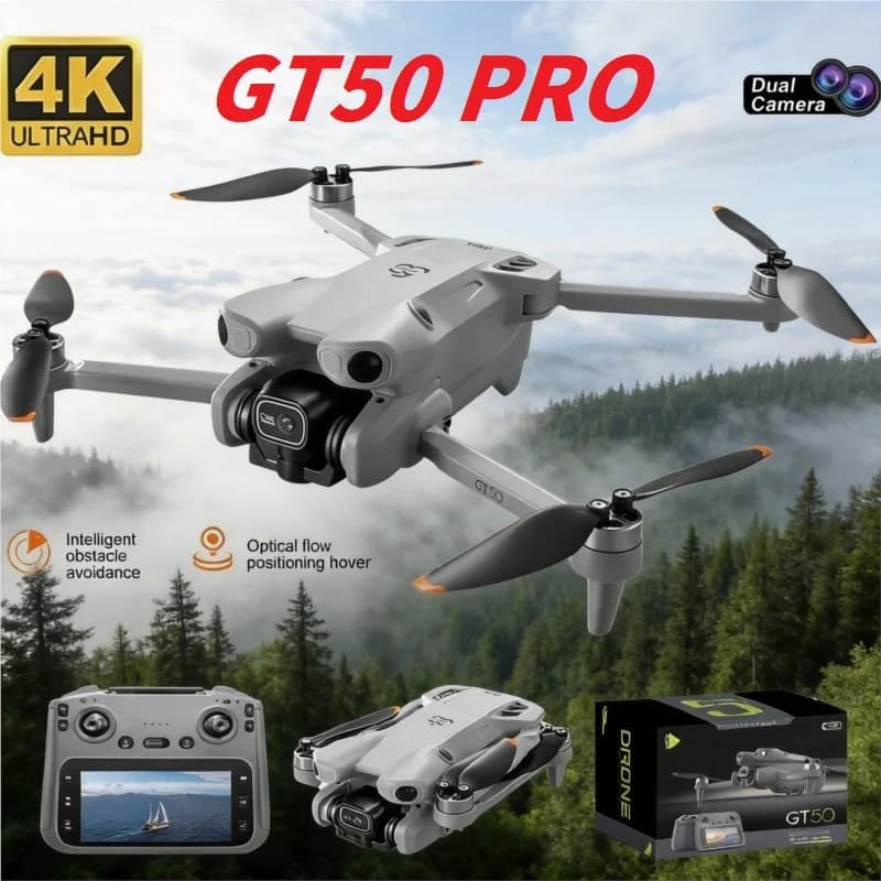 Drone GT50 PRO Professional with Double Camera 4K HD, Wi-Fi FPV, LCD, TF, RC, Quadricottero Brushless per Fotografia Aerea, Foldable