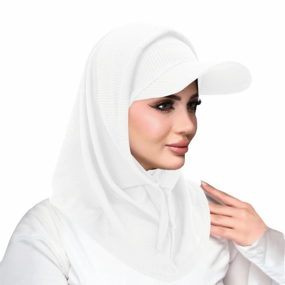 Cappello Casual da Sole con Cappuccio, Protezione Solare, Tesa Larga, Copricapo Musulmano, Tinta Unita, Resistente ai Raggi UV, Protezione per il Collo, per Moto e Sport