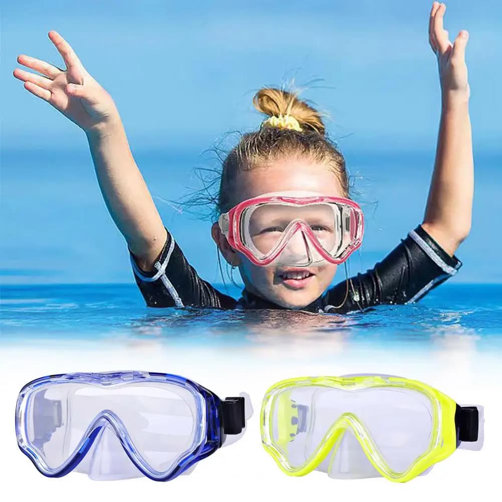Swimwear for children with nose cover Snorkel adjustable Diving face cushion Anti-snatching Swimwear with wide view