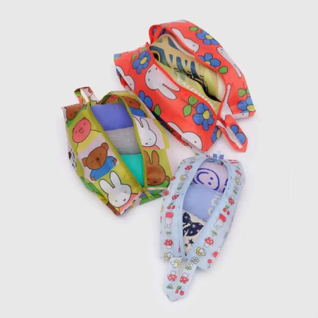 Set di 3 Borse Portaoggetti Kawaii Miffy Rabbit, Borsa Organizzativa per Vestiti e Scarpe con Stampa Cartoon, Borsa Portatile da Viaggio per Classificazione