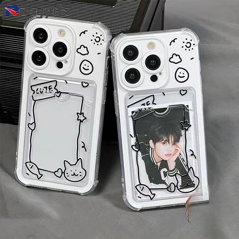 Custodia per Telefono con Porta Carte a Forma di Gatto Sorridente per Xiaomi Poco X7 Pro X6 X5 X4 X3 NFC M6 M5S M4 M2 F6 Pro C61 C55 C51 C50