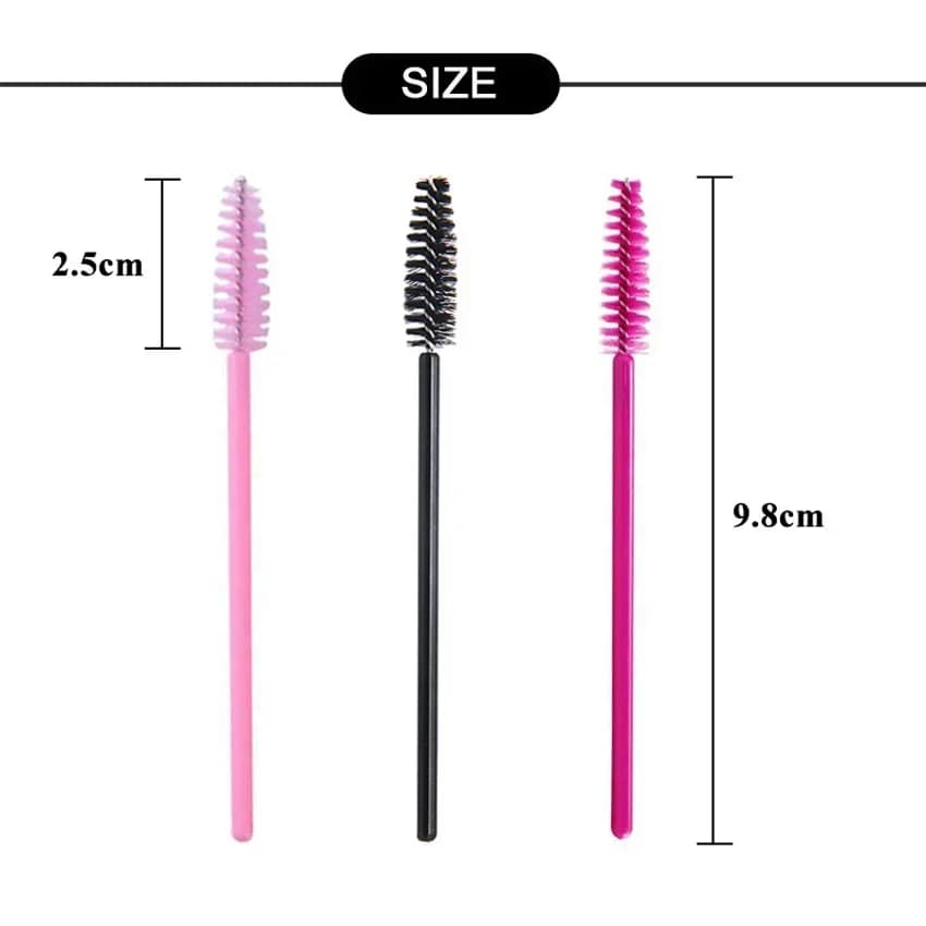 Kit of 100 Pieces: Brushes for Extension Eyelashes, Mascara Applications, Disposable Brushes for Eyelashes and Eyebrows, Micro Eyelash combs, Makeup Spoolies
