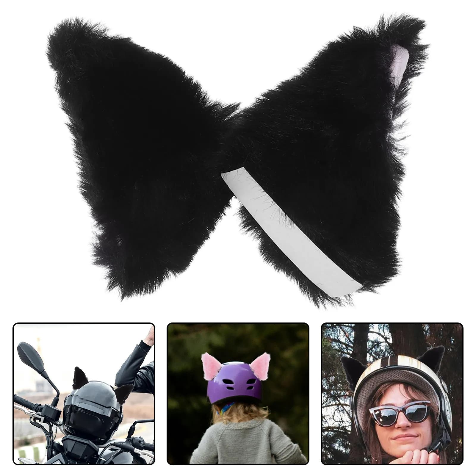 2Pairs Cute Cat Ears Decoration for Electric Bike Motorcycle Scooter Ski Snowboard Helmets Stylish Kawaii