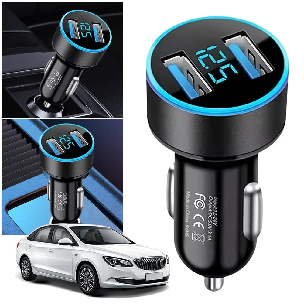 High Quality 3.1A Dual USB Car Charger 2 Port LCD Display Voltmeter 12-24V Cigarette Lighter Socket Car Charger Adapter