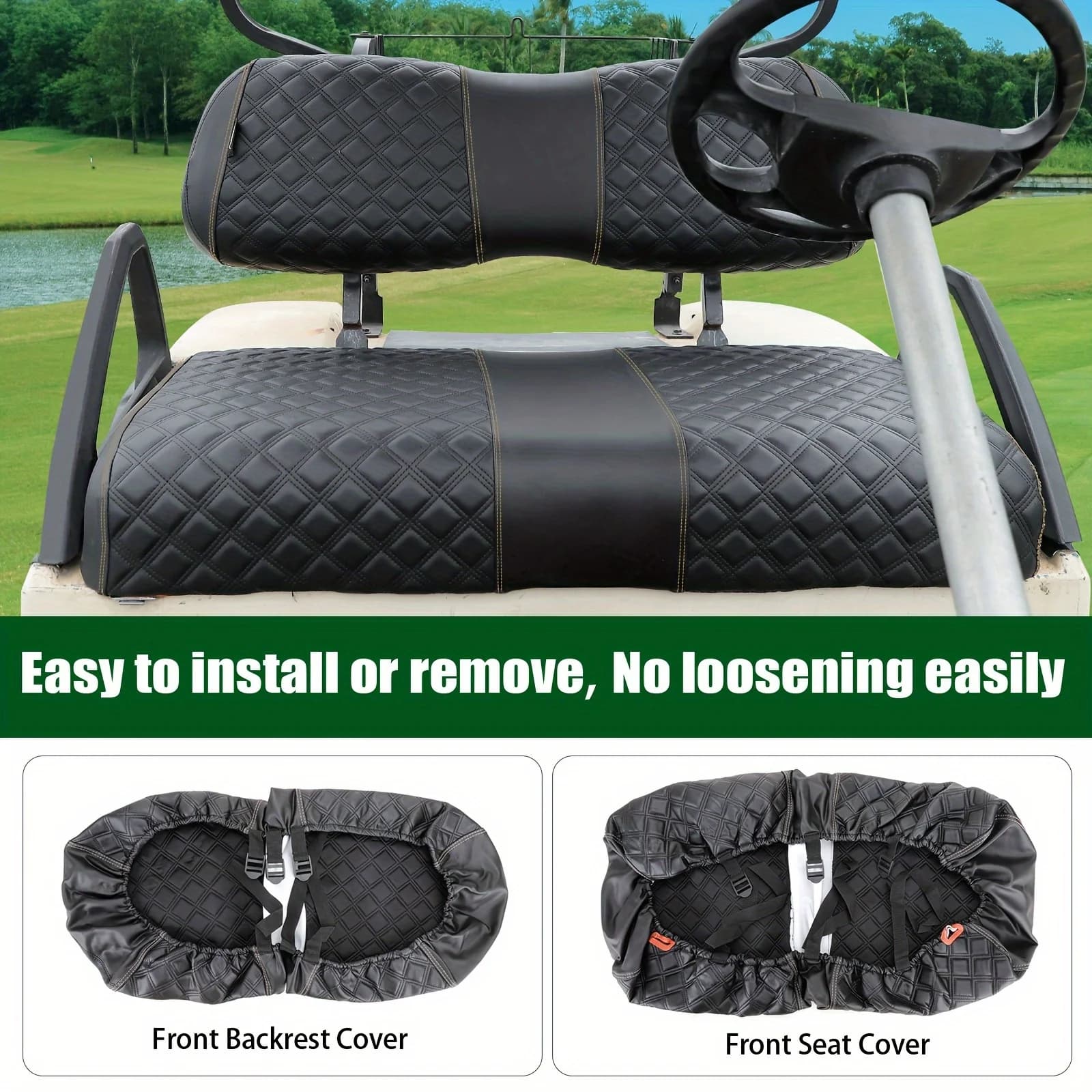 Kit Coprisedili per Golf Cart Roykaw Compatibile con Sedile Anteriore Club Car DS, Cuscino Sedile Posteriore Aftermarket, Materiale in Vinile di Grado Marino/Maggiore Morbidezza e Comfort