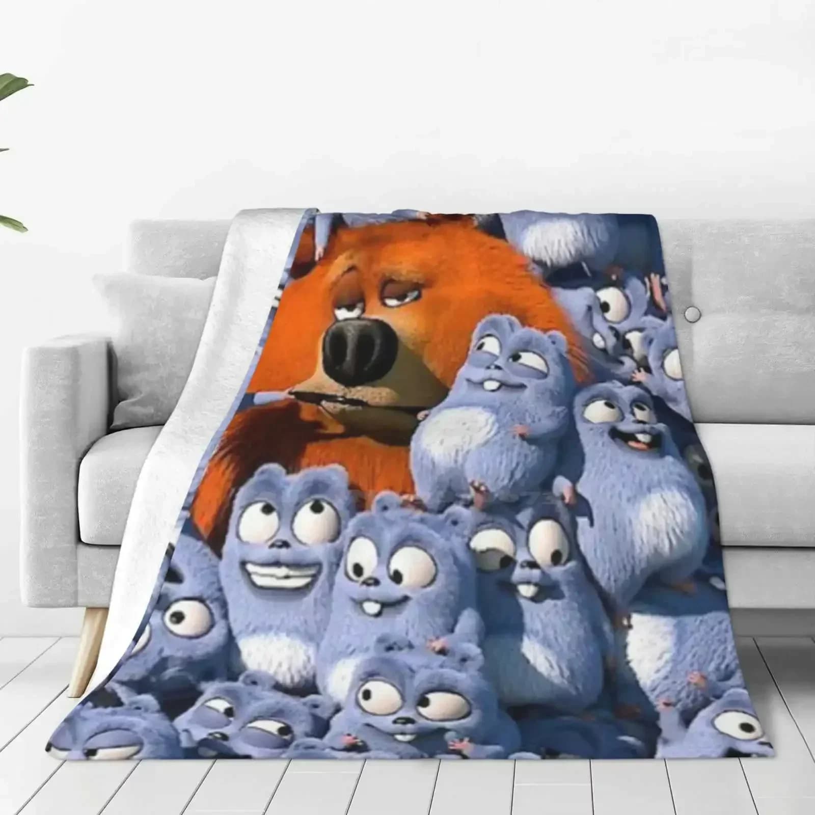 Coperta in flanella morbida e leggera dal design creativo Grizzly e i Lemmings, per bambini, TV, Grizzy Bear, neonati e bambini, Grizzy e i Lemmings