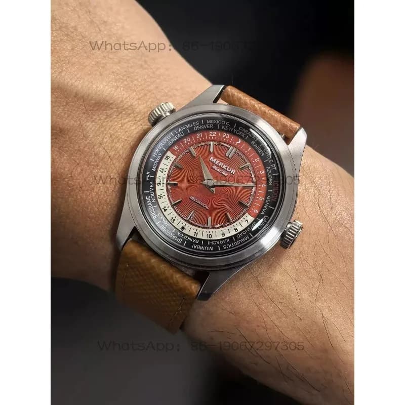 Manual enamel enamel mechanical watch men's business leather strap