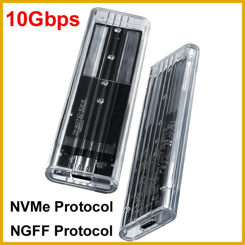 NEW 2026 M.2 NVME PCIe Case NGFF SATA Protocol SSD Case Clear USB Type C 10Gbps PCI-E M2 External Enclosure Hard Disk Box