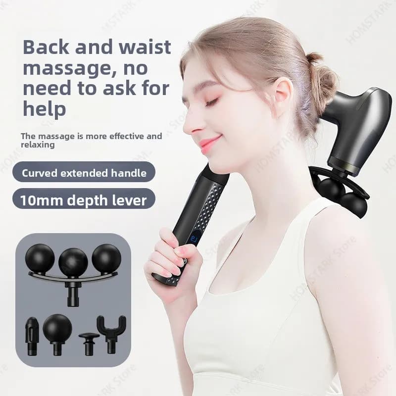 Popular U‑Shape 3‑Head Massage Gun, New Handheld Muscle Relax Device for Shoulder Neck Full Body Relief Home Salon Equipment