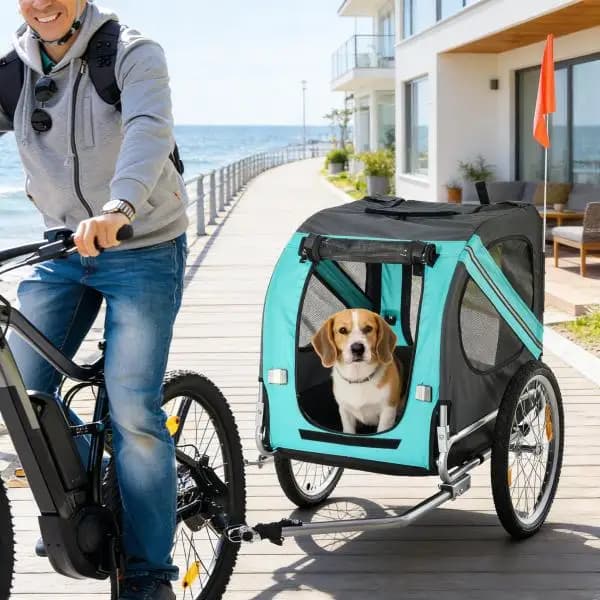 Rimorchio per Bicicletta per Cani, Trasportino Portatile per Animali Domestici