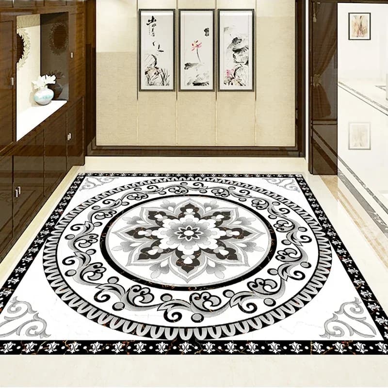 Classical 3D Parade Paper Customised with White Black Grey Texture, Wall for Floor Living Room Dining Room, Waterproof Wall