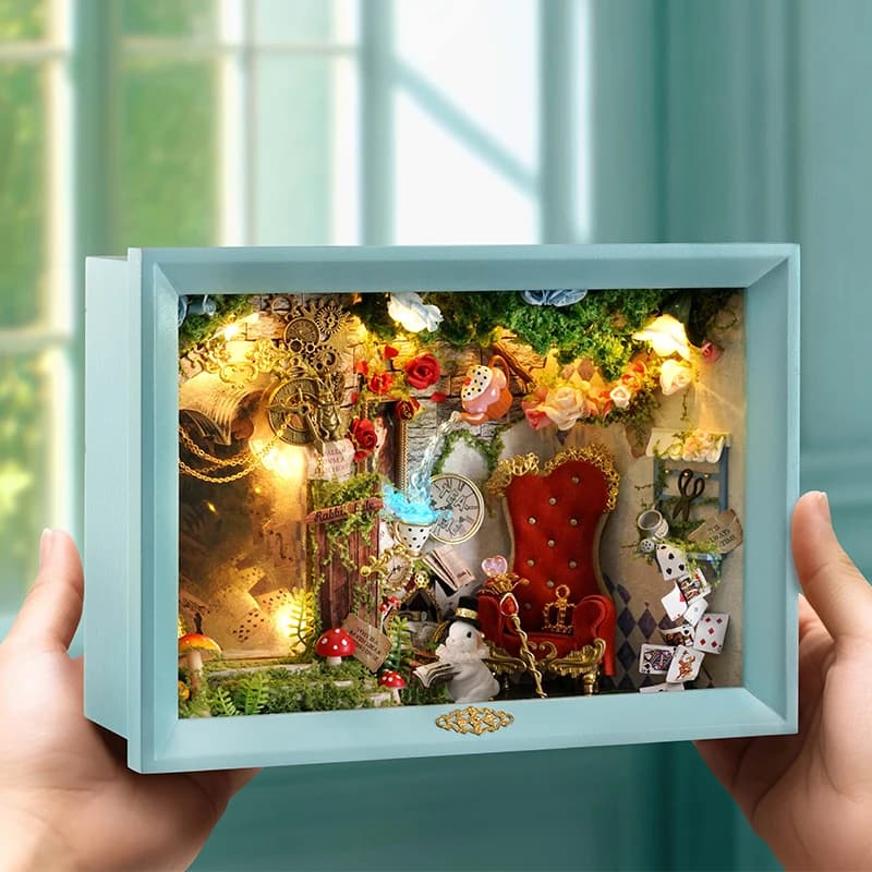 Fai da te in legno fiaba cornice per foto figurine miniature con luce assemblata sogno momento villa amici regali decorazioni per la casa artigianato