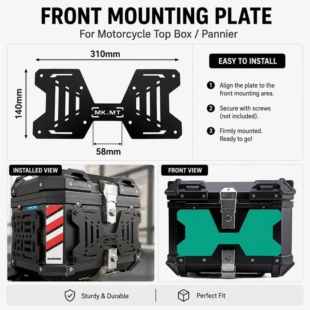 Aluminum Alloy Molle Panel Quick Mount Motorcycle Top Case Universal Tactical Side Box Modular Storage Organizer