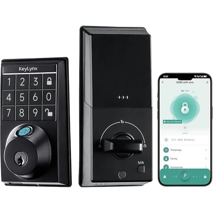 Serratura Intelligente 4-in-1 con Controllo App, Ingresso Senza Chiave con Impronta Digitale, Chiusura Automatica, Batteria da 16 Mesi, Facile Installazione Fai-da-Te