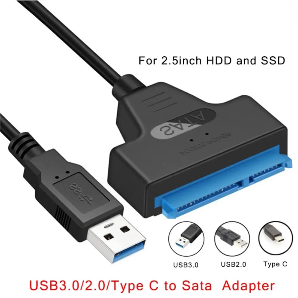 Cavo SATA a USB 3.0 / 2.0 Tipo C fino a 6 Gbps per HDD/SSD Esterno da 2,5 Pollici, Adattatore 22 Pin a SATA III per PC