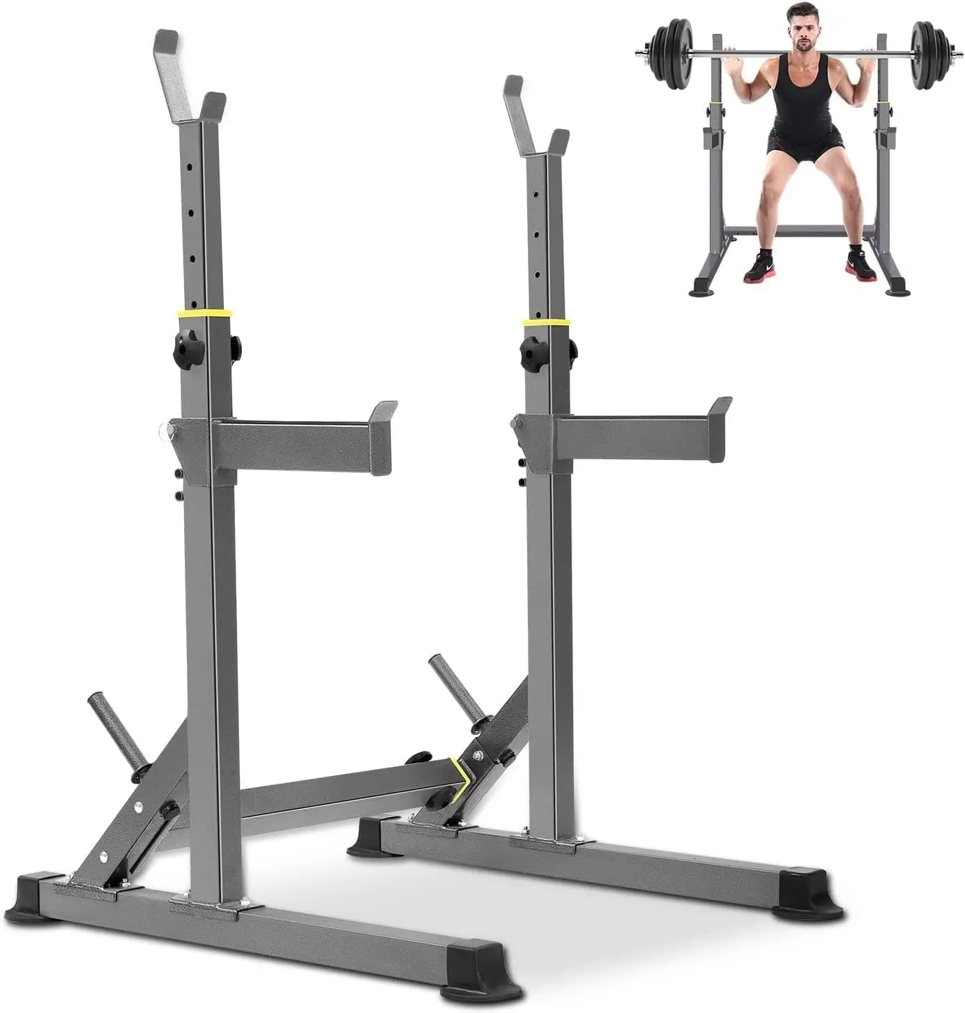 Rack per Squat Multifunzione Regolabile per Palestra Domestica, Sollevamento Pesi e Panca Portatile