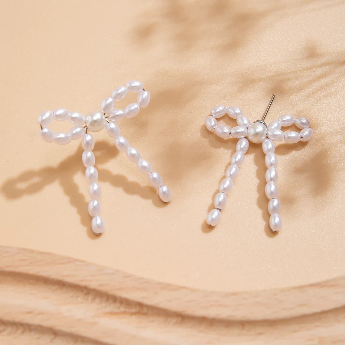 2026 Korean Style Earrings Bow Handmade Pearl Long Earrings Women's Wedding Fashion Jewelry Elegant Drop Earrings