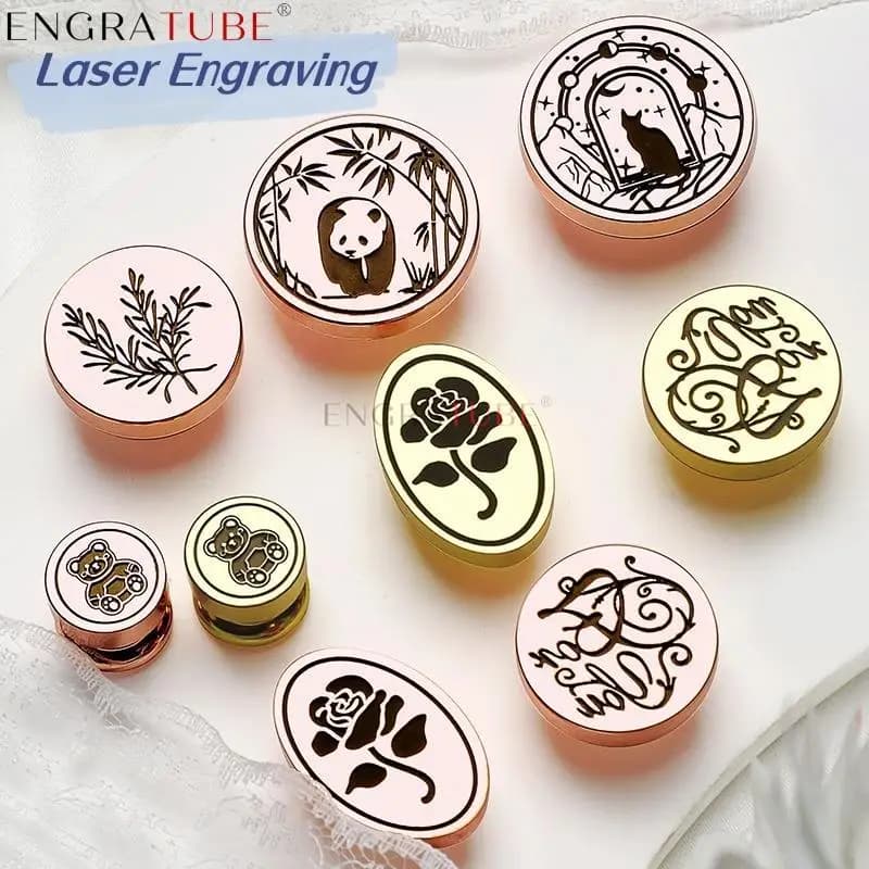 Gold Wax Seal Electrolytic Stamp Engraving Laser Bear for You Rose Pink Cat Gift Decoration Wedding Greeting Card