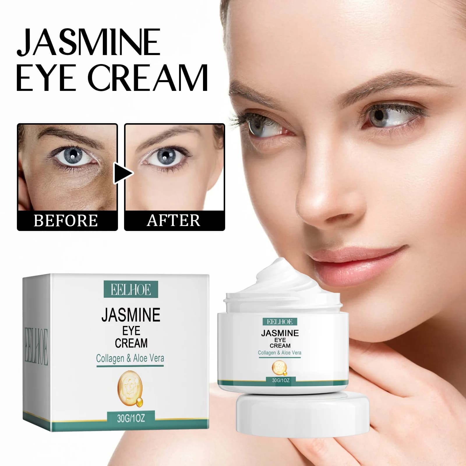 Eelhoe Eye Cream Collagen Hyaluronic Acid Gelsomino Stick Shades thin lines Dark circles Lift firm skin Moisturizing cream for eyes