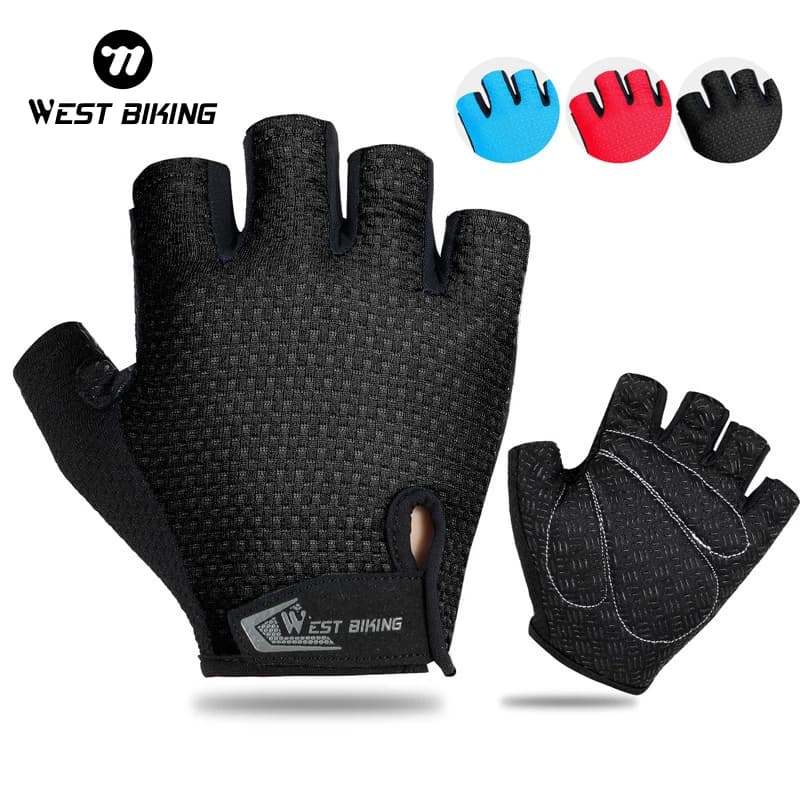 WEST BIKING half finger cycling gloves anti-slip bike MTB road bike gloves man sport fitness bike gloves without fingers
