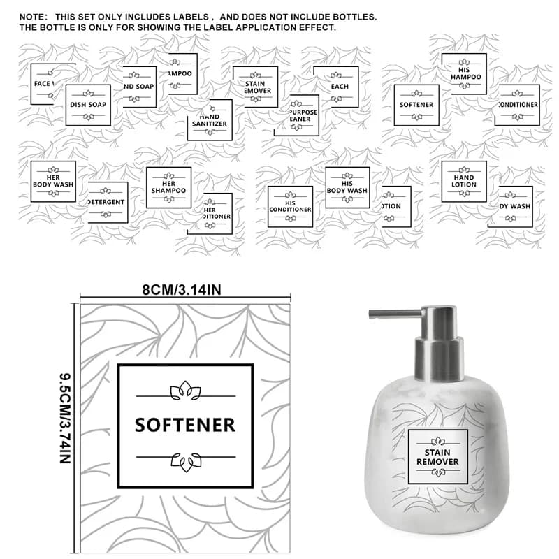 20pcs adesivo impermeabile trasparente Dispenser di sapone etichetta di stoccaggio del barattolo del bagno doccia Shampoo lozione balsamo bottiglia adesivi